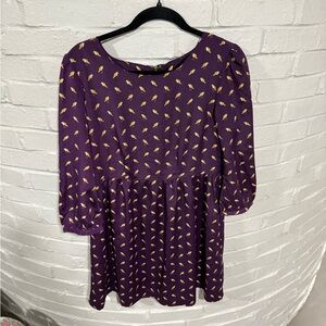 Fossil Purple Dress with Gold Birds
